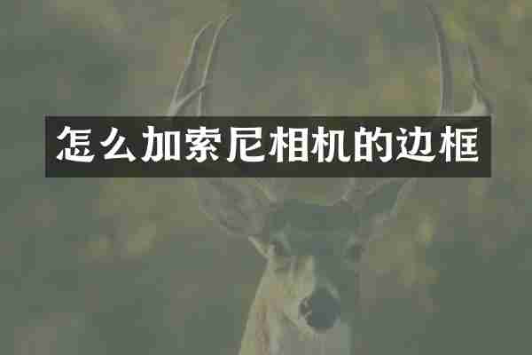 怎么加索尼相机的边框