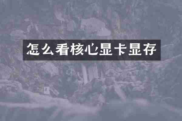 怎么看核心显卡显存