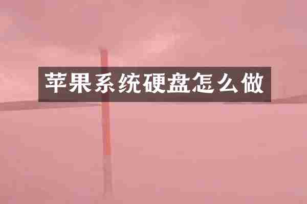 苹果系统硬盘怎么做
