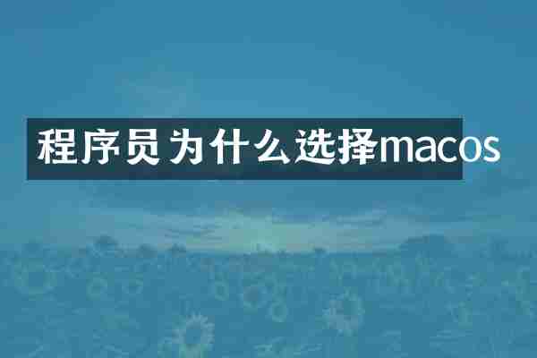 程序员为什么选择macos