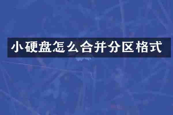小硬盘怎么合并分区格式