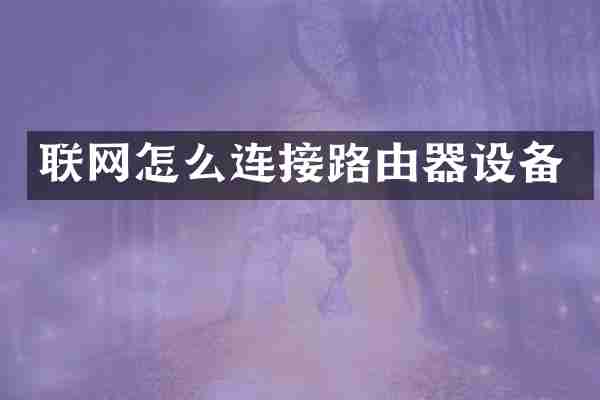 联网怎么连接路由器设备