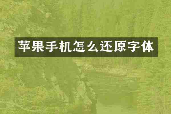 苹果手机怎么还原字体