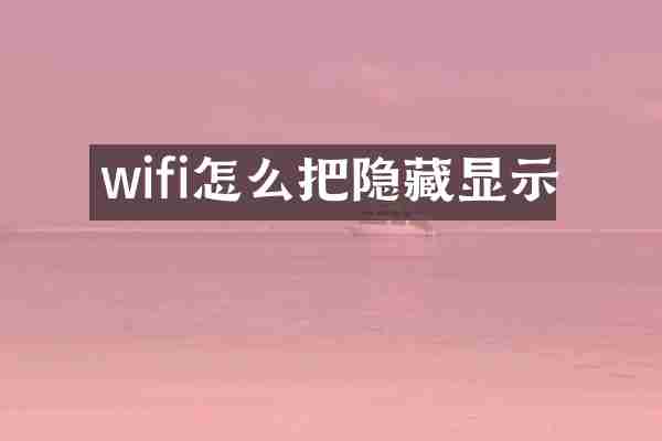 wifi怎么把隐藏显示