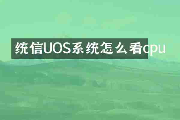 统信UOS系统怎么看cpu