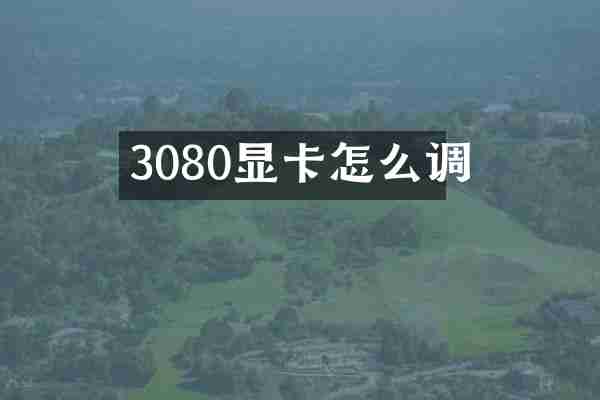3080显卡怎么调