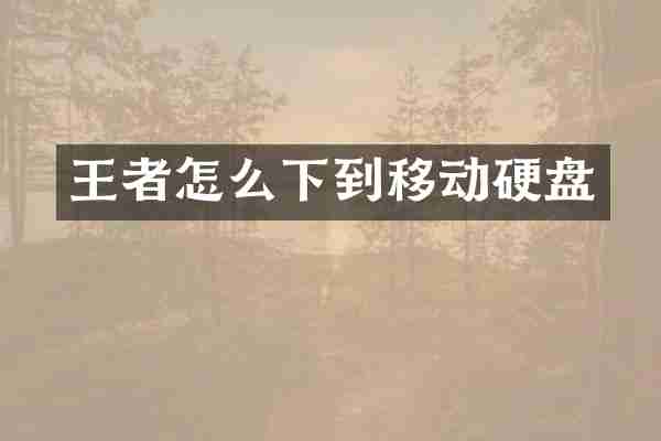 王者怎么下到移动硬盘