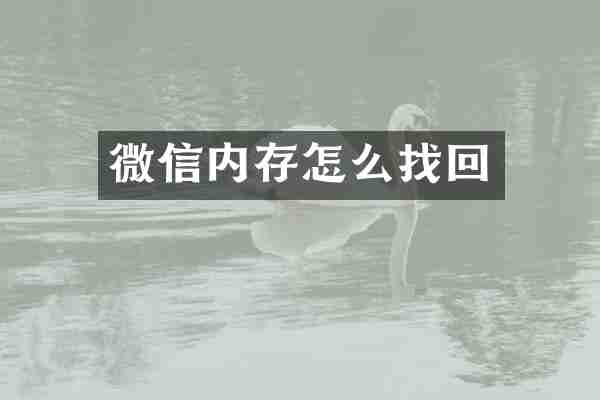 微信内存怎么找回