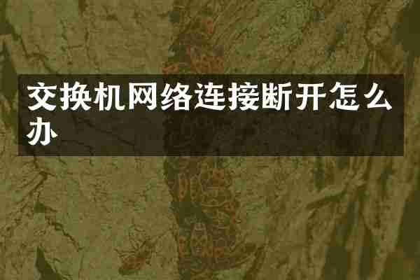 交换机网络连接断开怎么办