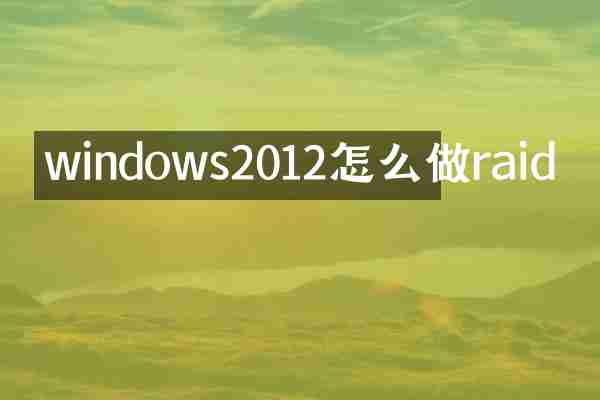 windows2012怎么做raid
