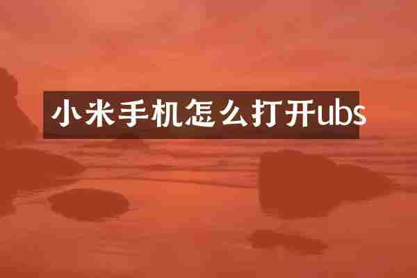 小米手机怎么打开ubs