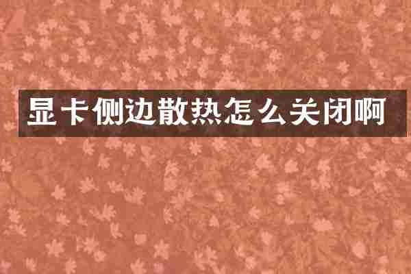 显卡侧边散热怎么关闭啊
