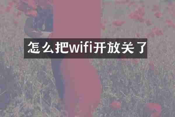 怎么把wifi开放关了