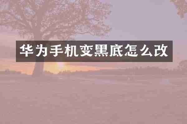 华为手机变黑底怎么改