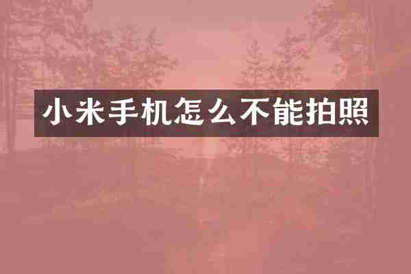 小米手机怎么不能拍照