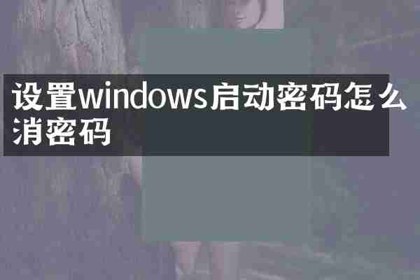 设置windows启动密码怎么取消密码