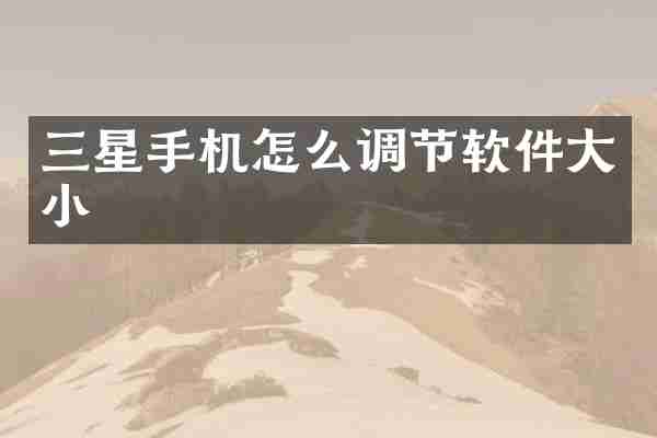 三星手机怎么调节软件大小