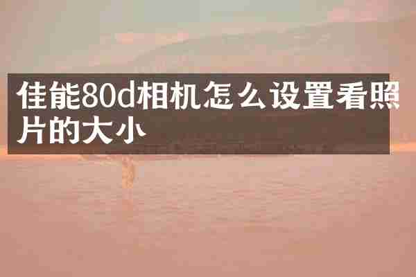 佳能80d相机怎么设置看照片的大小