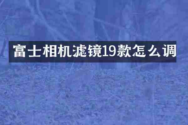 富士相机滤镜19款怎么调