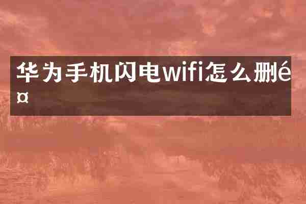华为手机闪电wifi怎么删除