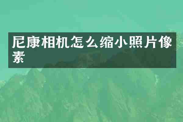 尼康相机怎么缩小照片像素