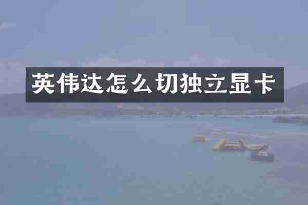 英伟达怎么切独立显卡