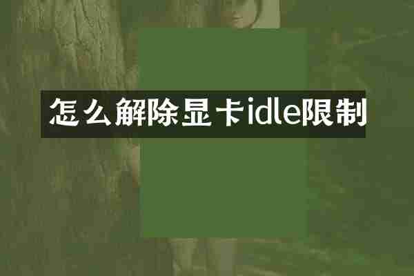 怎么解除显卡idle限制
