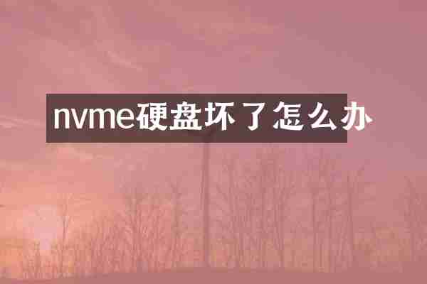nvme硬盘坏了怎么办