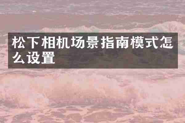 松下相机场景指南模式怎么设置