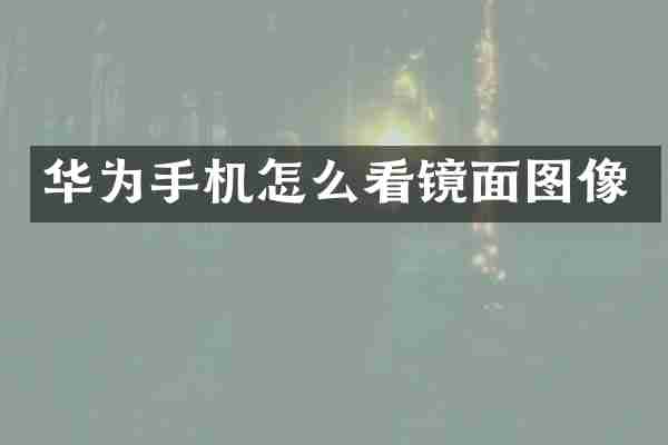 华为手机怎么看镜面图像