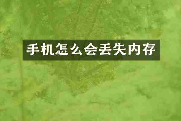 手机怎么会丢失内存