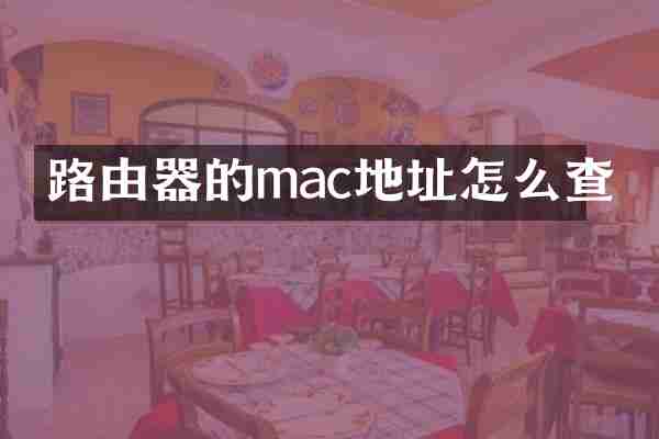 路由器的mac地址怎么查