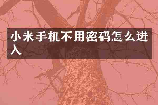 小米手机不用密码怎么进入