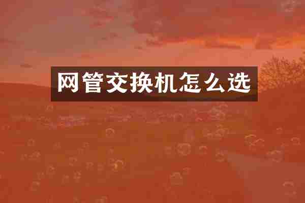 网管交换机怎么选