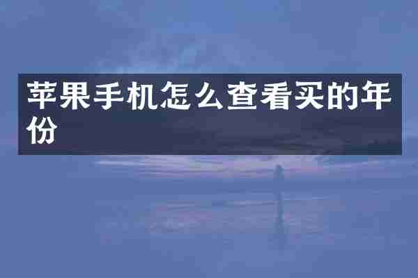 苹果手机怎么查看买的年份