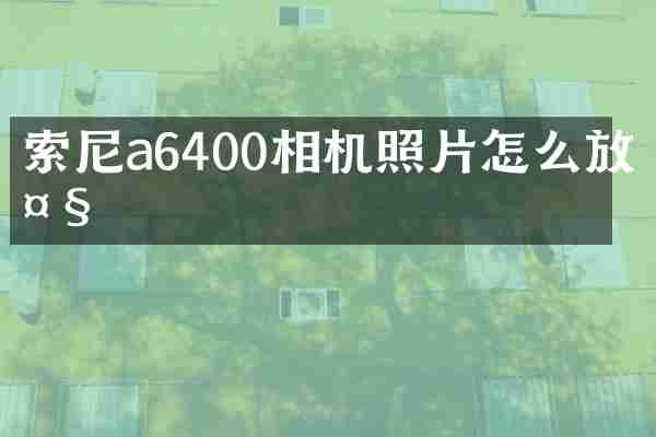 索尼a6400相机照片怎么放大