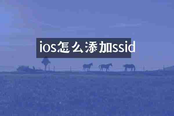 ios怎么添加ssid