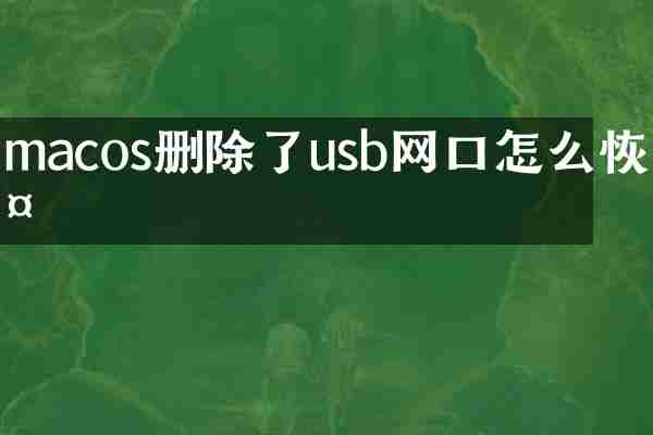 macos删除了usb网口怎么恢复