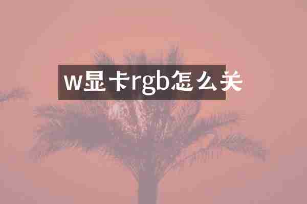 w显卡rgb怎么关