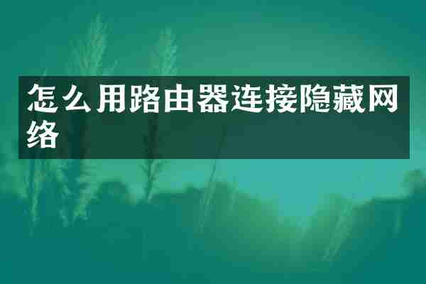 怎么用路由器连接隐藏网络