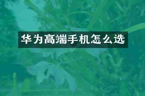 华为高端手机怎么选