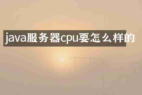 java服务器cpu要怎么样的