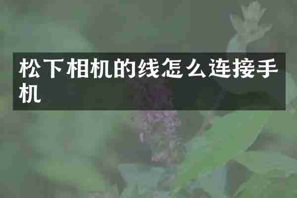 松下相机的线怎么连接手机