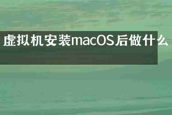 虚拟机安装macOS后做什么事