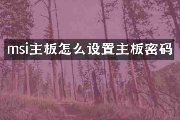 msi主板怎么设置主板密码