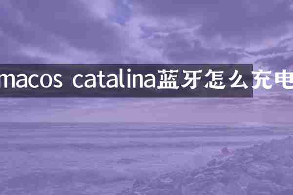 macos catalina蓝牙怎么充电