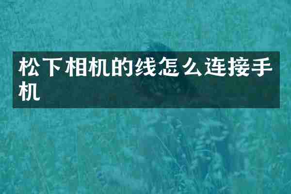 松下相机的线怎么连接手机