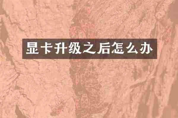 显卡升级之后怎么办