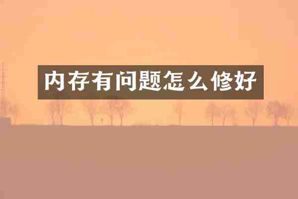 内存有问题怎么修好