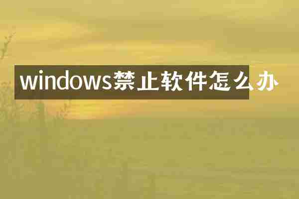 windows禁止软件怎么办